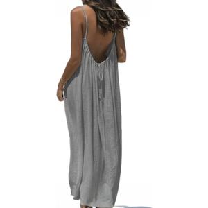 Womens Summer Casual Sleeveless Backless Cami Sundress 2026 Vacation House Dress (Gray, M)