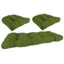  3-Piece Veranda Hunter Green Solid Tufted Outdoor Cushion with 1 Wicker Bench Cushion and 2 Wicker Seat Cushions