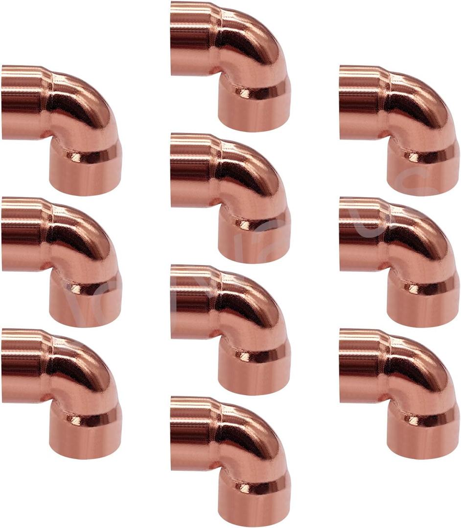 Joywayus 10PCS 3/8" Copper 90 Degree Elbow Coupling Sweat Solder Pipe Fitting Pressure Plumbing Solder Connection