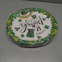 QZYL 50 PCS St Patricks Day Decorations, Large Oval Paper Plates, Green Disposable Plates Irish Lucky Shamrock Dinner Plates Tableware Dinnerware St Patrick's Day Party Supplies Table Decor