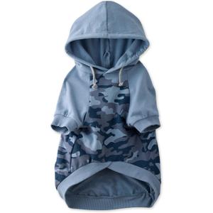 Pet Passion Rocky The Original Lightweight Hooded Tee 100% Organic Cotton Dog Hoodie Pet Coat Sweater for All Sized Dogs, Navy Half Camo, Medium (20-45 lbs)