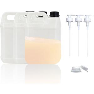 3 Pcs 1 Gallon Plastic Water Jug With Pump Head Kitchen Storage Container For Cooking Oil Milk Beverages Salad Juice Hdpe Bucket Black LidWhite Square Barrel
