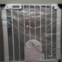 29.5"-40.5" Wide Baby Gate with Adjustable Cat Door for Stairs & Doorways - No Drilling, Easy Install 30.5" Tall, Auto-Close Metal Gate, Pressure Mounted - Indoor Safety Gate for Kids and Pets, White