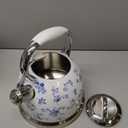 Laura Ashley China Rose Stovetop Kettle with Whistle - 2.5L Fast Boil Stainless Steel Kettle Stove Top - Silicon Coated Cool Handle Camping Kettle for Gas, Induction Hob - Compatible with Aga Stove