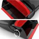 Broom with Dustpan Combo Set 54" Long Handle Adjustable Length Stainless Steel Broomstick Standing Dust Pan and Broom Set for Office Home Kitchen Lobby Floor Cleaning (Red and Black)