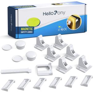 HELLOPONY Upgraded Magnetic Cabinet Locks (12Locks and 3 Keys) Baby Proofing Cabinet Lock for Child Safety, No Drilling or Tools Needed