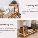 COPREE Bamboo Garment Coat Clothes Hanging Heavy Duty Rack with top Shelf and Shoe Clothing Storage Organizer Shelves