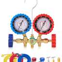 Orion Motor Tech AC Gauge Set with Self Sealing & Puncturing R134A Can Tap, AC Gauges for R134a R12 R22 R502 Refrigerant, Car AC Gauge Set with 5FT Hoses Adapter Adjustable Couplers, Freon Charge Kit