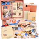 Draupnir Aesthetic Scrapbook Kit(348pcs), Bullet Junk Journal Kit with Journaling/Scrapbooking Supplies, Stationery,A6 Grid Notebook with Graph Ruled Pages DIY Scrapbook Gift for Teen Girl Kid(Sunset)