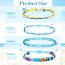Remerry 48 Pieces Handmade Friendship Bracelets Bulk Boho Adjustable Woven Braided Bracelets for Women Men Colorful Beaded Bracelet Stacking Elastic Beaded Anklet Jewelry for Concert Party Summer Gift