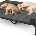 Veehoo Cooling Elevated Dog Bed Add Removable Waterproof Bolster Cushion Mat, Raised Pet Cot with Breathable Teslin Mesh, No-Slip Feet, Dog Sofa Bed for Indoor Outdoor, XXLarge, Black CWC2331B (59.0"L x 37.5"W x 9.0"Th)