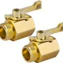 HQMPC Super Heavy Duty 3/4" Brass Shut Off Valve Garden Hose Shut Off Valve Garden Hose Connector 2 PCS