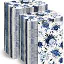 Floral Napkins Disposable Flower Guest Hand Towels Decorative Paper Towels for Bathroom Wedding Birthday Baby Shower Kitchens Table(Navy Blue,300 Pcs)