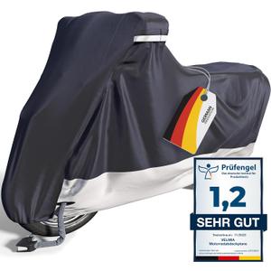VELMIA Motorcycle Cover Extremely Heat Resistant up to 550 F I High Standard Motorcycle Cover Waterproof Outdoor for All Seasons, Motorcycle Storage, Scooter Cover, Moped Cover, Harley Cover