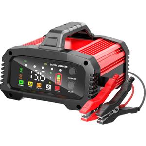 YONHAN 25A Battery Charger & Maintainer,12V/24V All-in-One Charger for LiFePO4, Lead Acid, AGM, Lithium, Marine, Boat, and Deep Cycle Batteries,5-Level Adjustable Current, Booster Mode,Trickle Charge