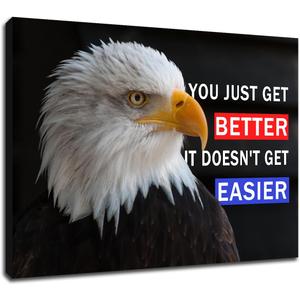 Large Motivational Wall Art For Office Men Bald Eagle Success Quotes Canvas Print Framed Patriotic Inspirational Poster For Living Room Garage Decor Get Better Statement Art 36x24 Inch