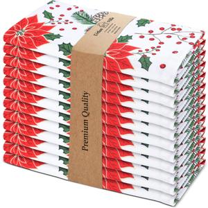 Urban Villa Cloth Napkins Set of 12(20x20)100% Cotton Dinner Napkins Cloth Washable Soft Durable Reusable Absorbent Napkins Ideal for Farmhouse Parties Hotel Lunch Restaurant Dinner Napkins-Pine Cone