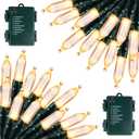 Brightown Battery Operated Christmas Lights 2 Pack 18 Feet 50 LED Clear Mini String Lights with 8 Modes Waterproof Tree Lights for Xmas Outdoor Indoor Holiday Party Garden Decor, Warm White