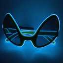 Halloween Alien Eyes Glasses EL Wire Glowing Eyewear LED Light Up Costume Festival Party Sunglasses (Blue)