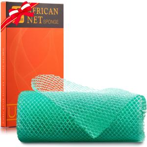 UJFQBH African Bath Sponge African Net Long Net Bath Sponge Exfoliating Shower Body Scrubber Back Scrubber Skin Smoother, Great for Daily Use (Green)