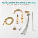 Brass Roman Tub Faucet with Sprayer, Deck Mount Bathtub Faucet with Hand Shower, 3 Hole Waterfall Faucet with 360 Spout, Single Handle Tub Filler with 8 GPM High Flow, Brushed Gold