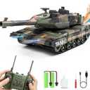 RC Tank that Shoots for Kids - 2.4Ghz Remote Control Army Tank Toys with Auto Demo Sound Light Smoke - 13 Channel Military Vehicles Model Gift for Adults Boys Age 6-8 9-12, Army Green