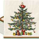 100 Pack Christmas Paper Napkin Vintage Xmas Tree Disposable Luncheon Napkins Retro Dessert Dinner Hand Napkin, 6.5 x 6.5 Inch