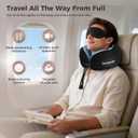 Travel Neck Pillow with Massage & Heat, U-Shaped Neck Massager with 8-Point Vibration, Eye Mask and Earplugs Set Ergonomic Memory Foam, Ideal for Travel, Office, Home