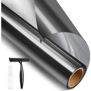 Window Tinting Film Daytime Privacy for Home Office Heat Reducing Anti UV Privacy Cling Reflective Static Cling Removable, -Silver, 35.4 Inch X 8.2 Feet
