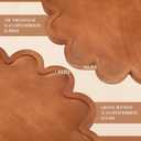 BreezeHug Brown Decorative Serving Tray Wood 12.6 Inch Scalloped Serving Tray Round Wooden Display Plate with Scalloped Borders for Coffee Table Living Room Bedroom Entryway Decoration