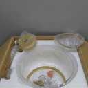 WUZUPS Chandelier Rustic Farmhouse Industrial Round Ceiling Pendant LED Light Fixture with Clear Glass Shades for Dining Room Kitchen Island Foyer Entryway, H 17" x W 13.4", E26 Base, Gold