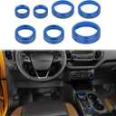 JWWY Air Conditioner Headlight Switch Knob 4WD Wheel Drive Trailer Gear Shift Switch Knob Cover for 2021-2025+ Ford Bronco Sport Accessories Aluminum Alloy 7PCS BlueDon't fit Bronco