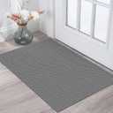 KOZYFLY Washable Area Rug 2x3 Ft Small Entryway Rug Indoor Door Mat Throw Rugs with Rubber Backing, Braided Cotton Floor Carpet for Front Entrance Bathroom Kitchen Foyer, Black/Grey/Charcoal Grey