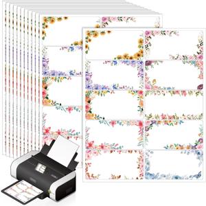 Zhanmai 300 Pcs Personalized Return Address Mailing Labels Floral 2x4 Inch Self Adhesive Stickers Printable Gift Custom Labels Compatible with Laser and Inkjet Printer, 30 Sheet