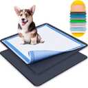 Skywin TidyFriend Pee Pad Holder Tray 24 x 24 Inches, 2 Pack Silicone Dog Potty Tray, Easy to Clean No Spill Dog Potty Training Pad Holder (Black)