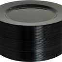 100Pcs Black Plastic Plates 7.5 Inch, Black Disposable Heavy Duty Dessert Plates, Round Salad Plates for Wedding Party