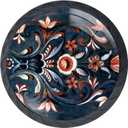 4 Pack Norwegian Rosemaling Folk Style Kitchen Cabinet Knobs Round Drawer Pulls Black Dresser Cupboard Door Handles (1.37"L x 1.1"W)