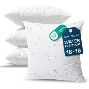 Phantoscope 18 x 18 Pillow Inserts - Pack of 4 Outdoor Water Resistant Throw Pillow Inserts Hypoallergenic Square Decorative Couch Sham Cushion Stuffer - 18 Inches