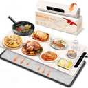 Warming Mat for Food with Heat Resistant Pad, 36"x16" Food Warmer Mat for Countertop Food Warmer Custom Temperature Settings 10H Timer Portable Heating Pad for Parties Buffets Holiday Home Use (Beige)