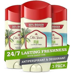Old Spice Men's Antiperspirant & Deodorant, 24/7 Lasting Freshness, Advanced Sweat & Odor Protection with Skin Conditioners, Invisible Solid, Fiji with Palm Tree Scent, 3.4 oz (Pack of 2)
