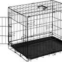 Sweetcrispy 24 Inch Single Door Dog Crate, Metal Pet Kennel with Secure Lock, Foldable Design, Removable Tray for Easy Cleaning, Portable Puppy Cage for Small Dogs, Ideal for Training & Travel