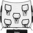 ZELUS Football Throwing Net, Quarterback Training Equipment with 5 Target Pockets, Football Practice Throwing Passing Accuracy Trainer with Carry Bag Ground Stakes for Kids Adults, 88