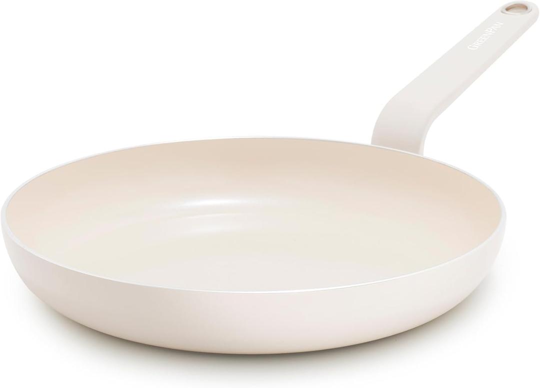 GreenPan Rio Advanced 10" Frying Pan Skillet, Ceramic Nonstick PFAS-Free, Induction Ready, Dishwasher and Oven Safe, Cream White