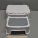 Forbena Toddler Step Stool for Bathroom Sink, 2 Step Stool for Kids Toilet Potty Training, Non-Slip Toddlers Baby Child Kid Plastic Poop Stools with Handle for Kitchen Counter Bed (White-Grey)