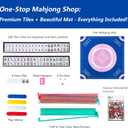 American Mahjong Tile Set with Anti-Slip Mat - Complete Mah Jongg Game Set, 166 Premium Tiles, 4 All-in-One Racks with Pushers & Travel Bag - Complete American Mahjong Sets for Beginners & Travel