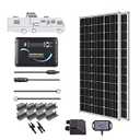 Renogy 200 Watts 12 Volts Monocrystalline RV Solar Panel Kit with Adventurer 30A LCD PWM Charge Controller and Mounting Brackets for RV, Boats, Trailer, Camper, Marine, Off-Grid Solar Power System 