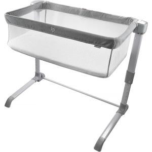 Ingenuity SwaddleMe Beginnings Compac and Foldable Multi-Position Baby Bassinet with Elevated Airflow Technology Mattress, Gray Tweed