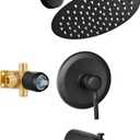 HUCKLE Bathroom Shower Head with Tub Faucet, 8-Inch Black Rainfall Shower Head with Shower Valve, Stainless Steels Shower System, Bathtub Faucet Set with Shower Valve Kit