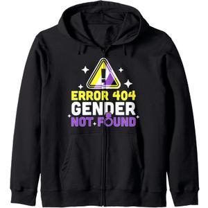 Error 404 Gender Not Found - Non-Binary LGBTQ Pride Zip Hoodie, S