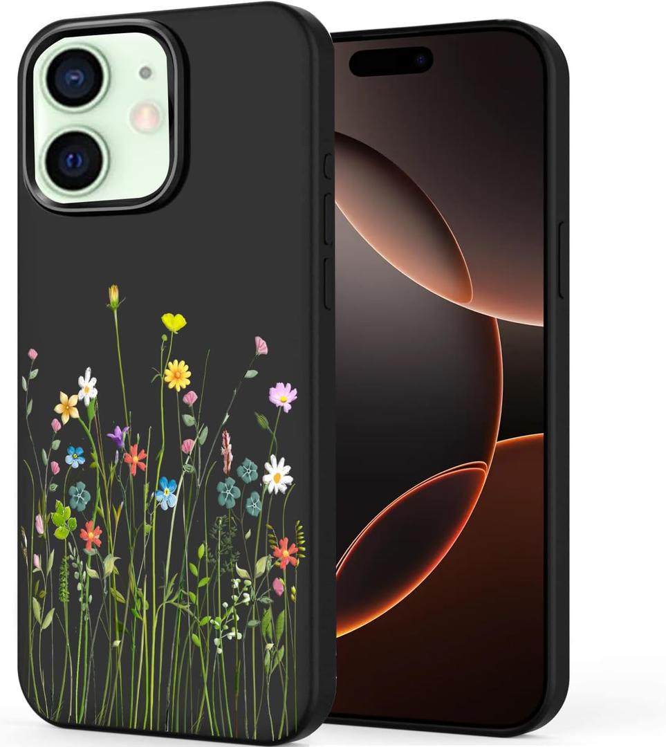 Unov Case Compatible with iPhone 12 Mini 5G with Floral Bouquet Flower Girly Women Embossed Pattern Design Slim Protective Soft TPU Bumper Back Cover